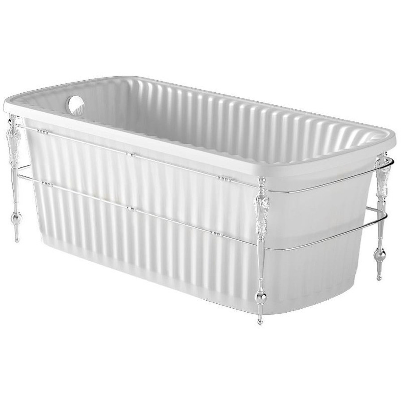 Ванна из искусственного камня Migliore Olivia Console 174x80 24327 панель Белая консоль Хром