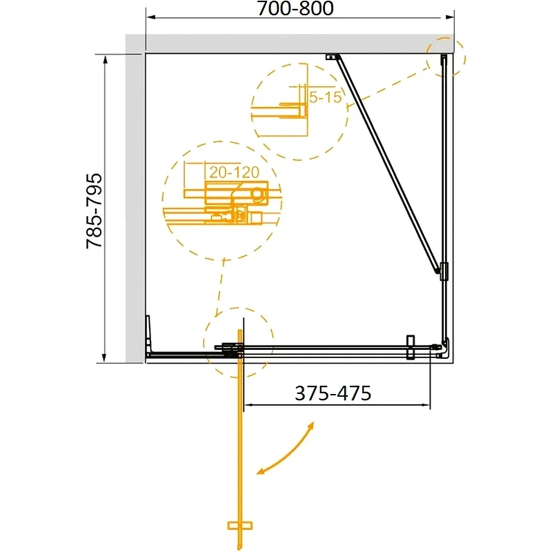 Душевой уголок Cezares Slider 80x80 SLIDER-AH-1-80-70/80-C-Cr
