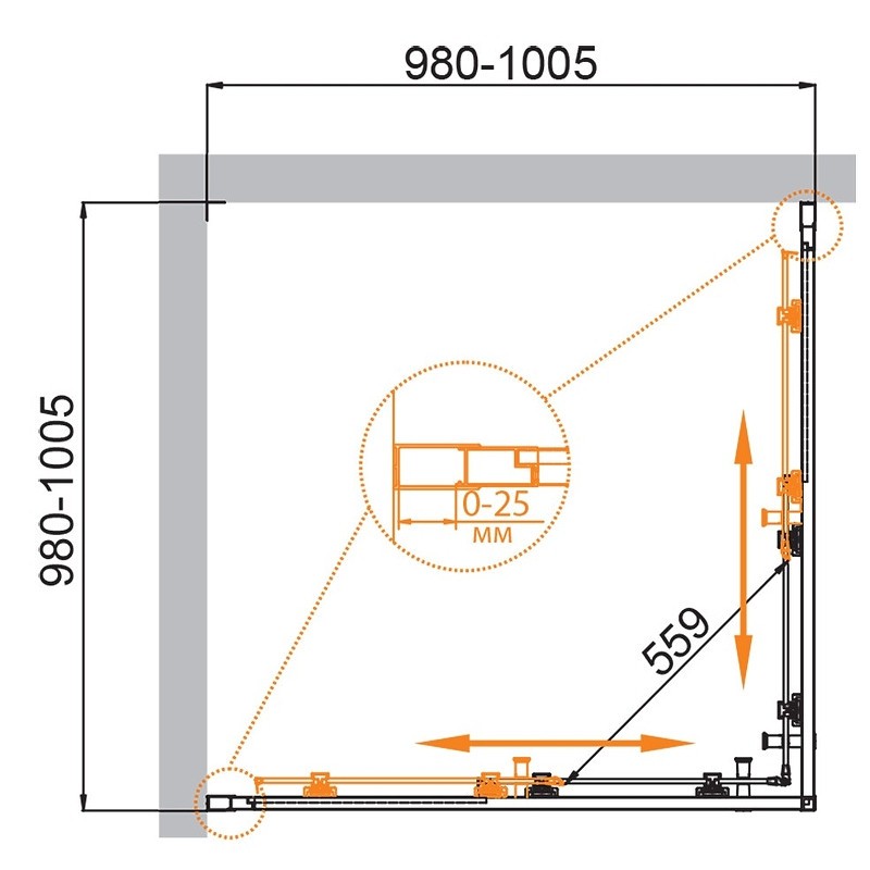 Душевой уголок Cezares Molveno 100x100 MOLVENO-A-2-100-C-GM-IV