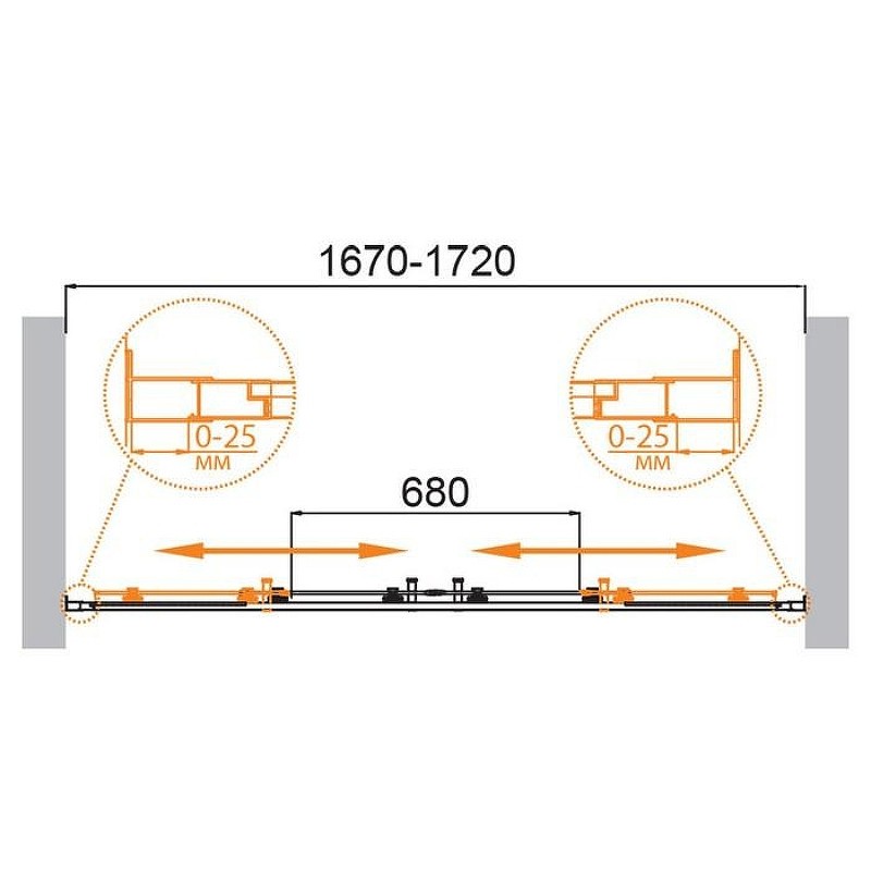 Душевая дверь Cezares Molveno 170 MOLVENO-BF-2-170-C-BORO-IV