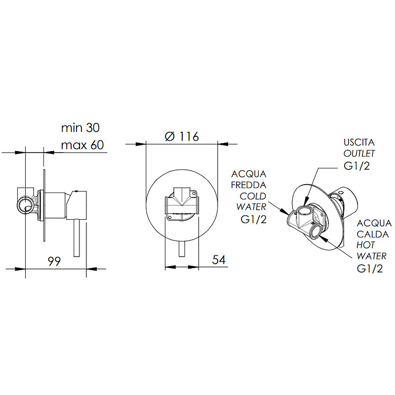 Смеситель для душа Remer X-Style X30LNO