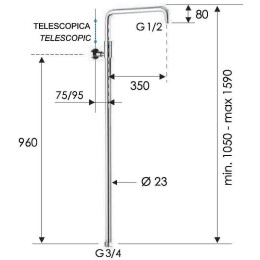 Душевая штанга Remer 330A7DCESDEVCFP Черный брашированный хром