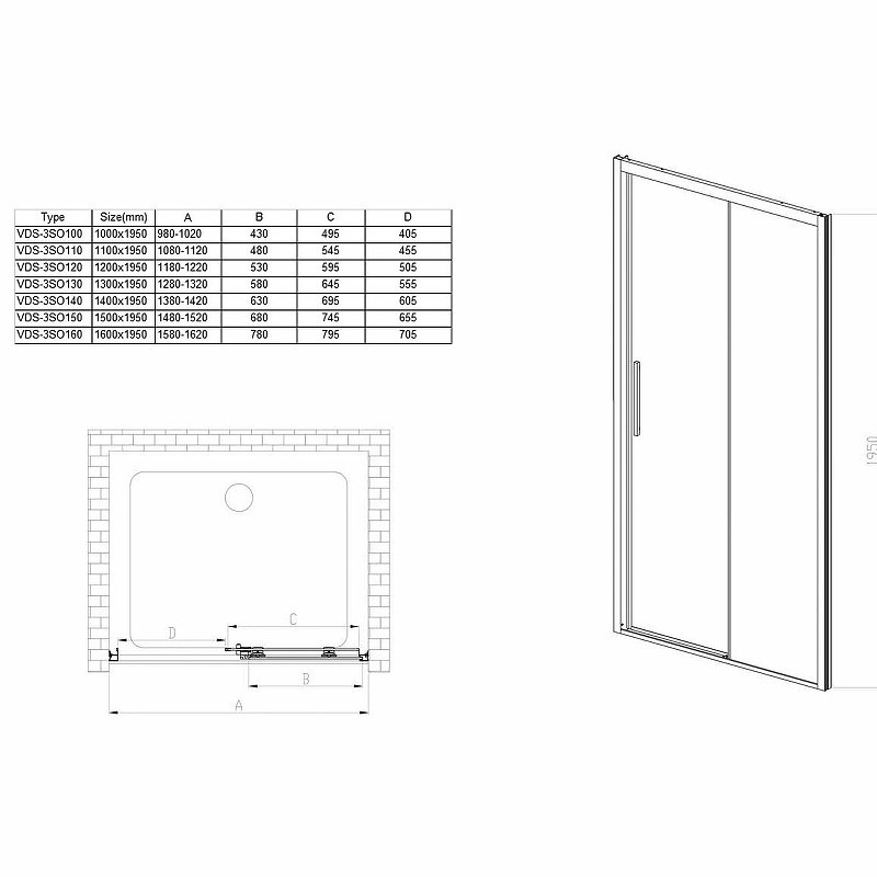Душевая дверь Vincea Soft 140 VDS-3SO140CLB