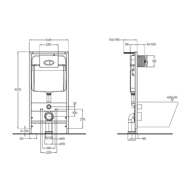 Комплект унитаза Cezares Stylus CZR-513-TH-R/CZR2316SC с инсталляцией BelBagno BB026/BB051CR