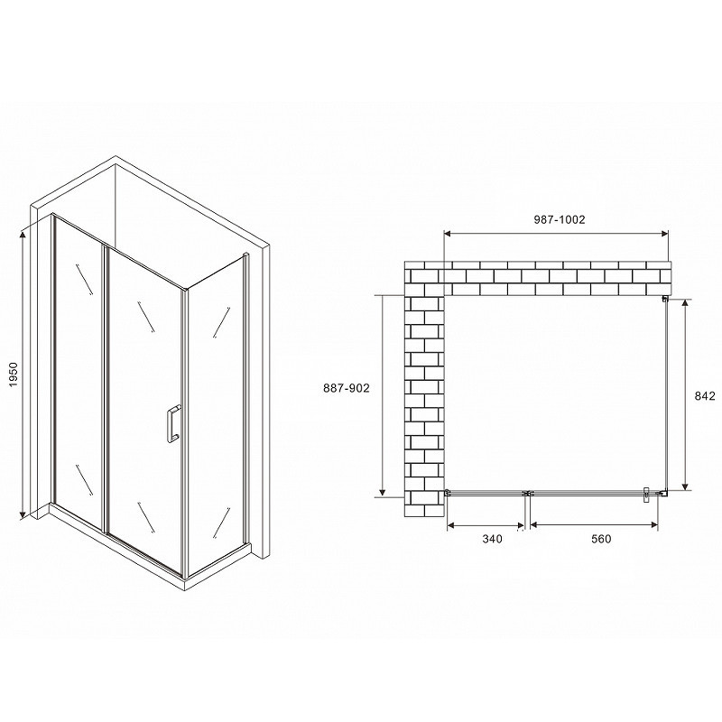 Душевой уголок Abber Sonnenstrand 100х90 AG04100MS-S90M
