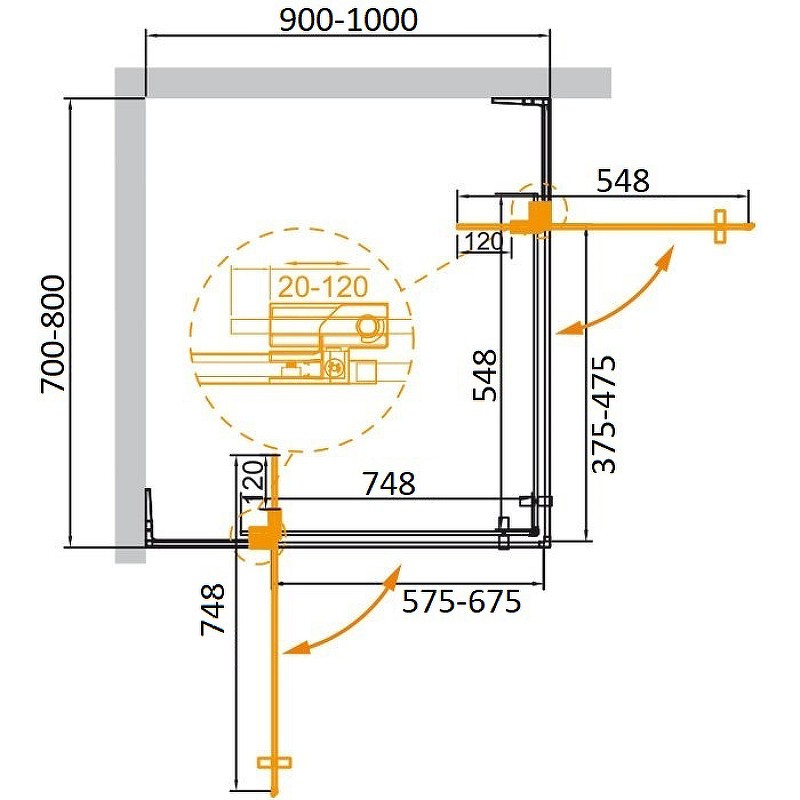 Душевой уголок Cezares Slider 100x80 SLIDER-AH-2-70/80-90/100-BR-Cr