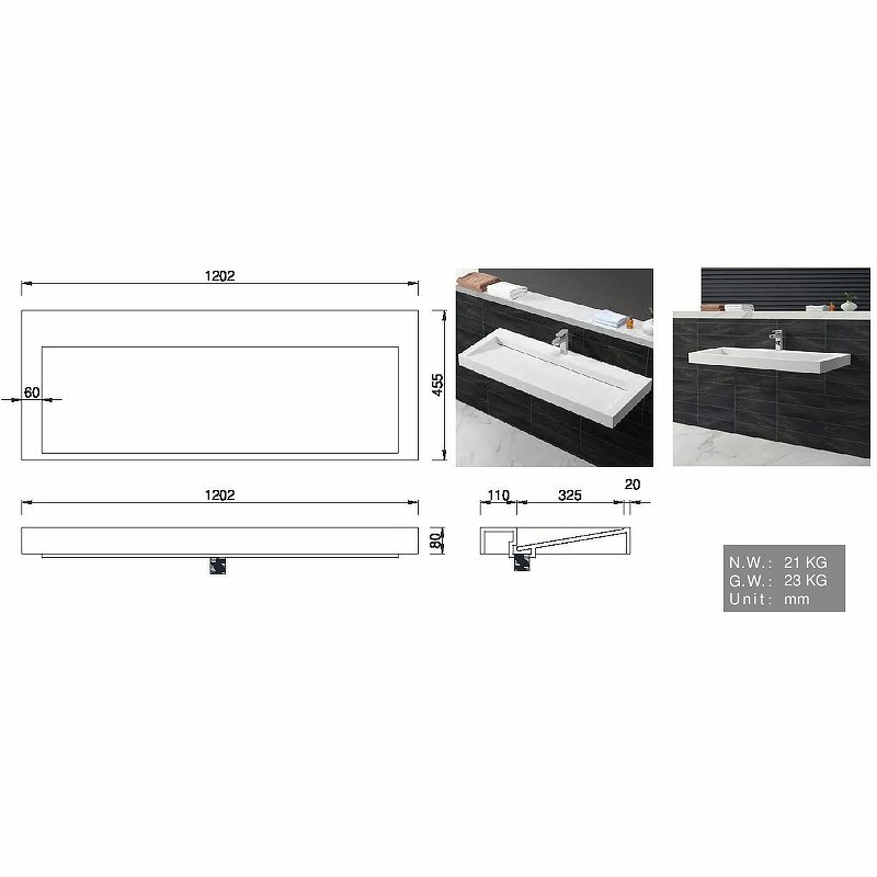 Раковина Boheme Armadi Art Flat 120 859-120-1