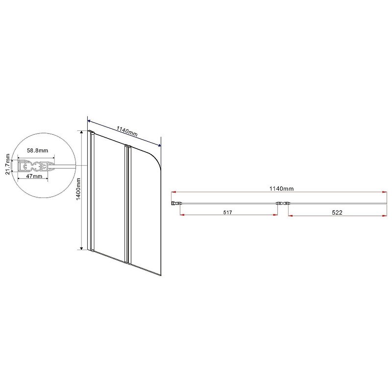 Шторка на ванну Vincea VSB 114x140 VSB-12114CLB