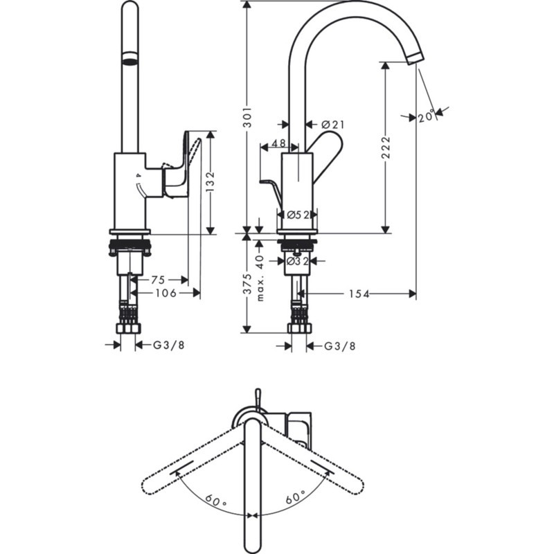 Смеситель для раковины Hansgrohe Rebris S 72536000 Хром