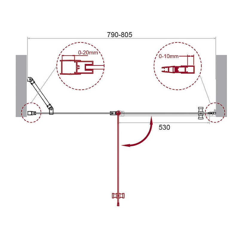 Душевая дверь BelBagno Etna 80 ETNA-B-12-60/20-C-Cr