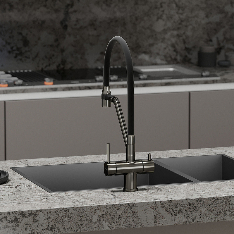 Смеситель для кухни Sancos Dora SC4003GG Вороненая сталь Черный