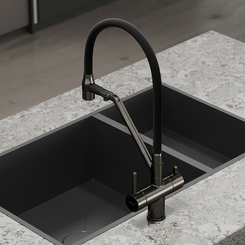 Смеситель для кухни Sancos Dora SC4003GG Вороненая сталь Черный