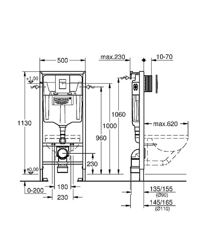 Комплект унитаза Vincea Globo VT1-14S с инсталляцией Grohe Rapid SL 38772001