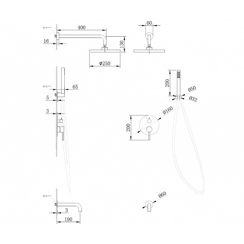 Душевая система Abber Wasser Kreis AF8117RG