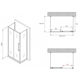 Душевой уголок Abber Schwarzer Diamant 110x70 AG30110BMH-S70BM-S70BM профиль Черный стекло матовое
