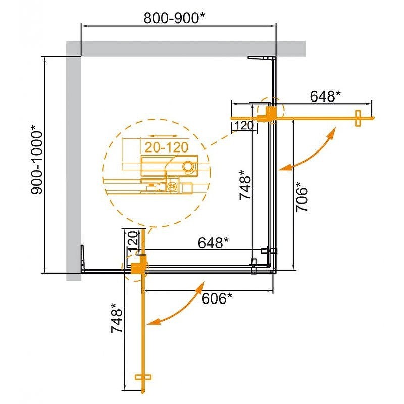 Душевой уголок Cezares Slider 100x90 SLIDER-AH-2-80/90-90/100-C-BORO