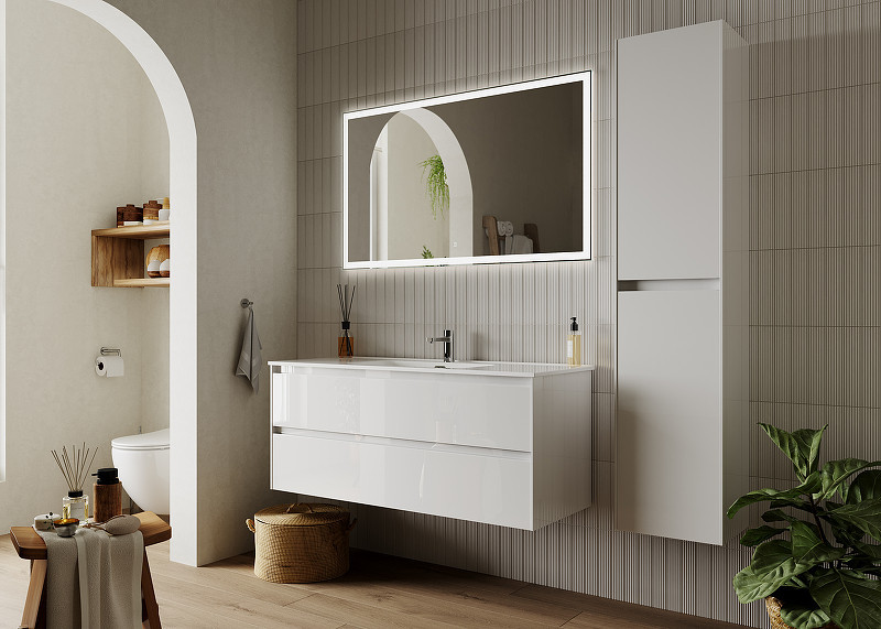 Тумба под раковину Sancos Cento 120 CN120-1W подвесная Белый глянец