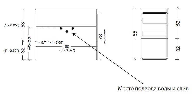 Тумба под раковину Boheme Armadi Art Vallessi 100 837-100-GS подвесная