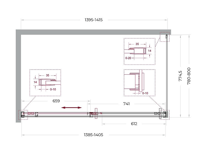 Душевой уголок BelBagno Soft Close-1 140x80 SOFT_CLOSE-1-AH-1-140/80-C-GM