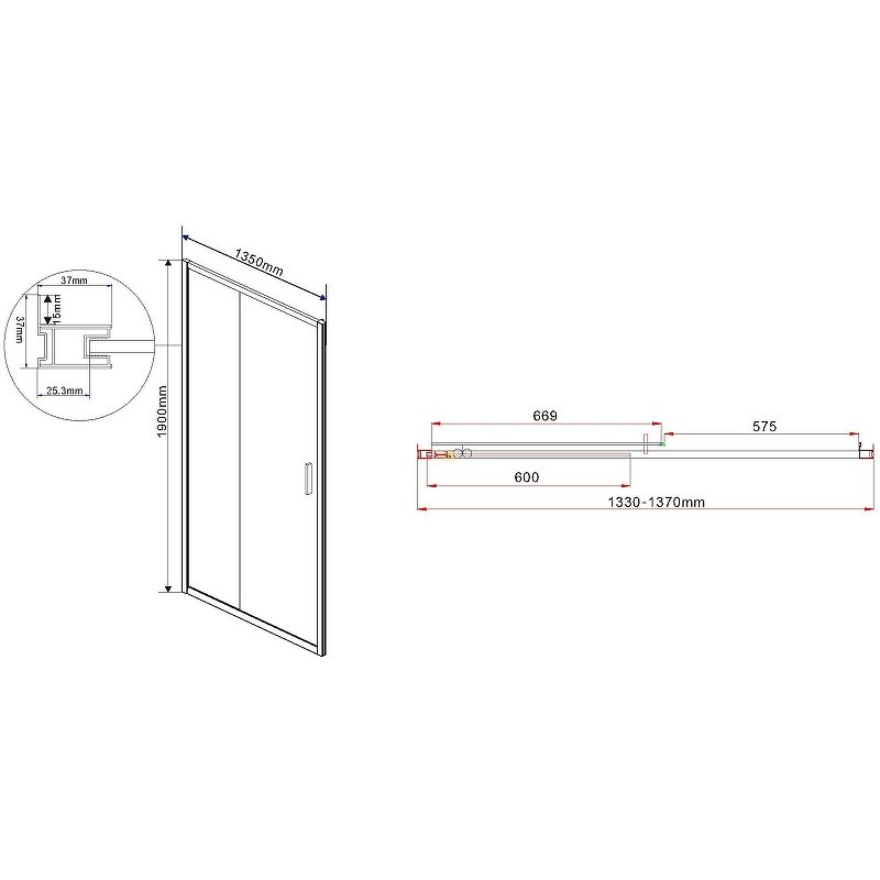 Душевая дверь Vincea Garda 135 VDS-1G135CH