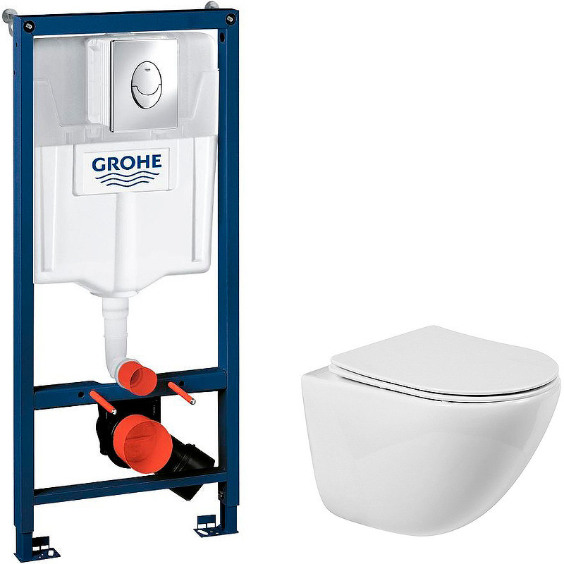 Комплект унитаза BelBagno Amanda BB051CHR+BB051SC с инсталляцией Grohe Rapid SL 38721001