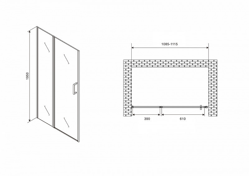 Душевая дверь Abber Sonnenstrand 110 AG04110S профиль Хром стекло прозрачное