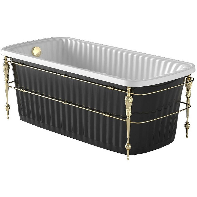 Ванна из искусственного камня Migliore Olivia Console 174x80 24382 панель Черная консоль Золото