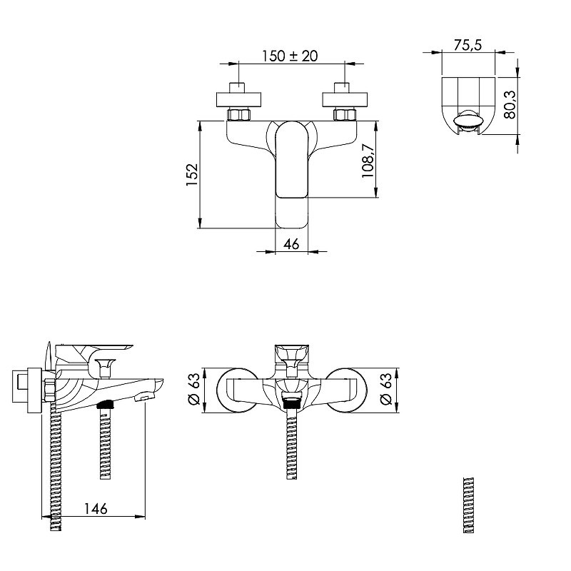 Смеситель для ванны Remer Infinity I02BO
