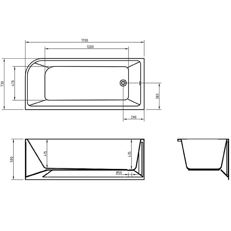 Акриловая ванна BelBagno 170x73 L BB712-1700-730-L