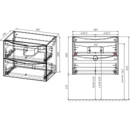 Тумба под раковину Vincea Mia Slim 90 VMC-2MC900S1VO подвесная