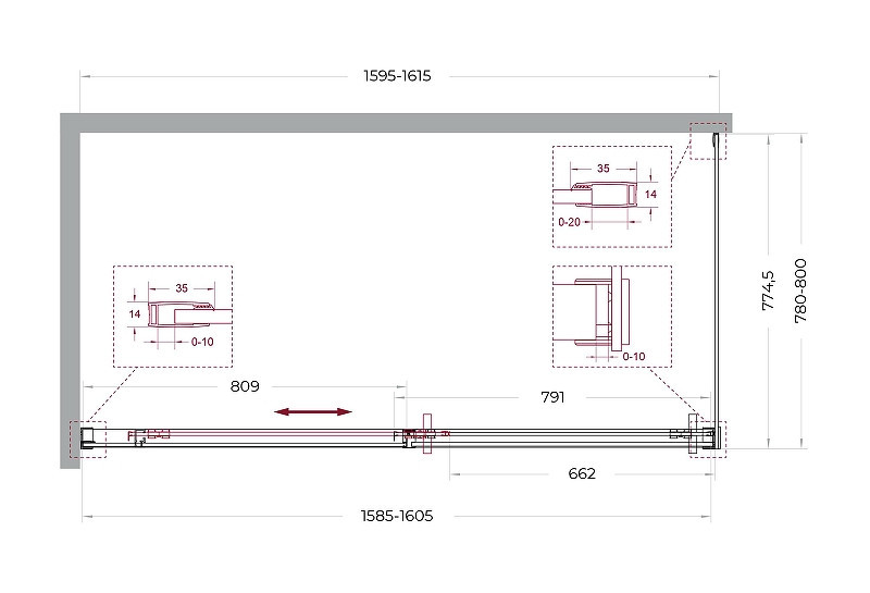 Душевой уголок BelBagno Soft Close-1 160x80 SOFT_CLOSE-1-AH-1-160/80-C-Cr