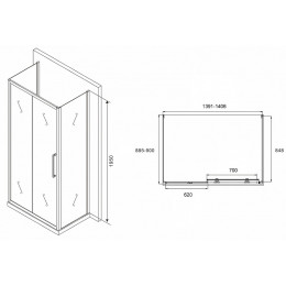 Душевой уголок Abber Schwarzer Diamant 140x90 AG30140MH-S90M-S90M