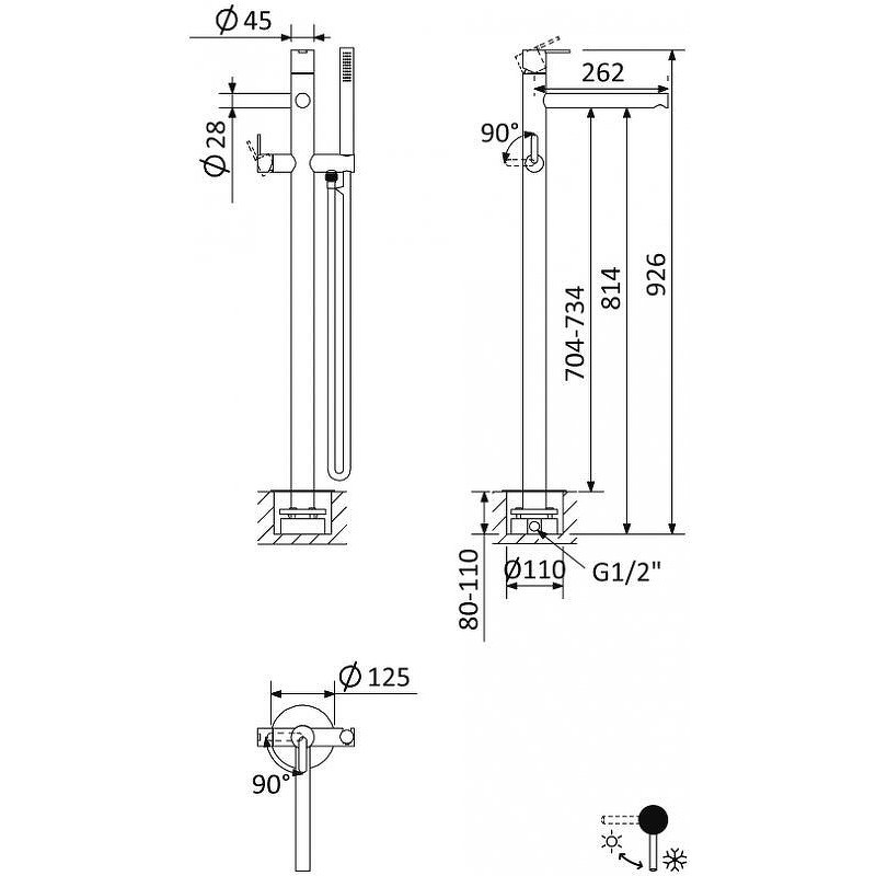 Смеситель для ванны Cezares Leaf LEAF-VDP-L-01