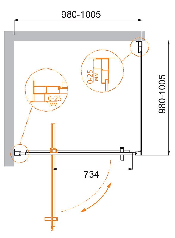 Душевой уголок Cezares Molveno 100x100 MOLVENO-A-1-100-C-Cr-IV