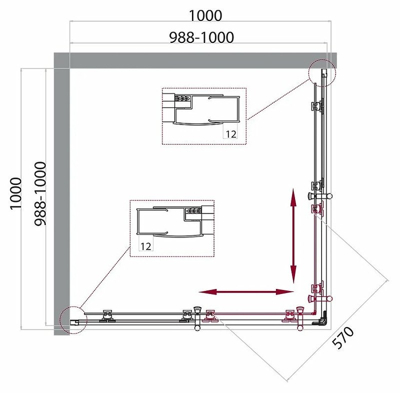 Душевой уголок BelBagno Uno 100х100 UNO-195-A-2-100-C-Cr
