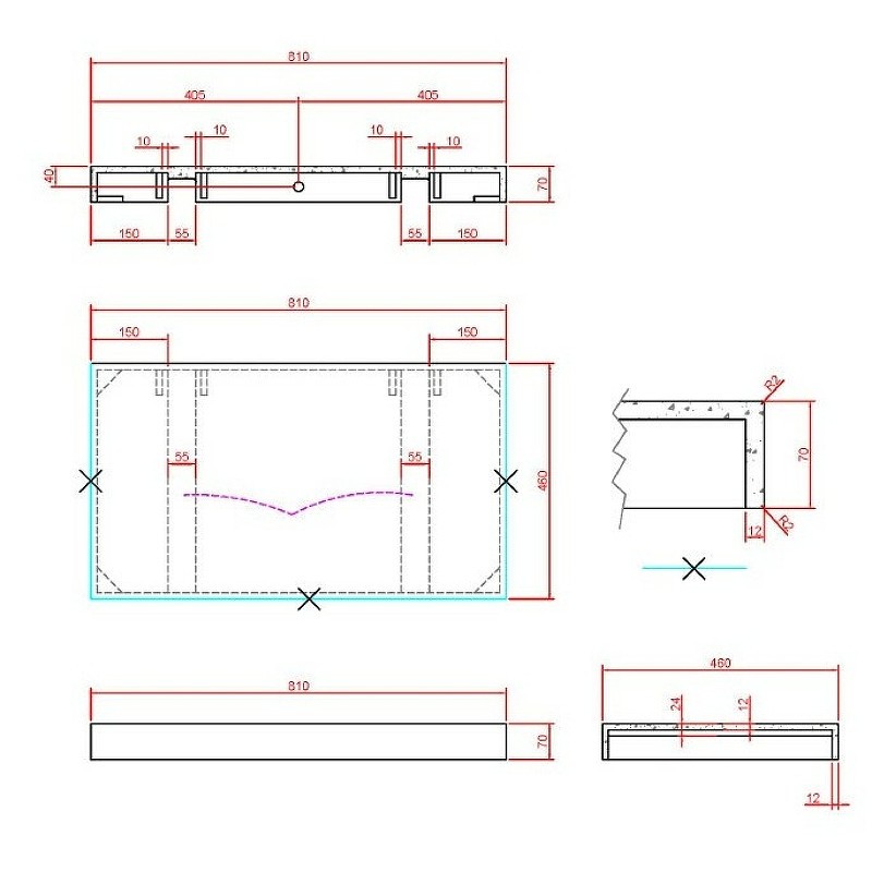 Столешница под раковину Boheme Armadi Art Flat 80 869-080-CLCT