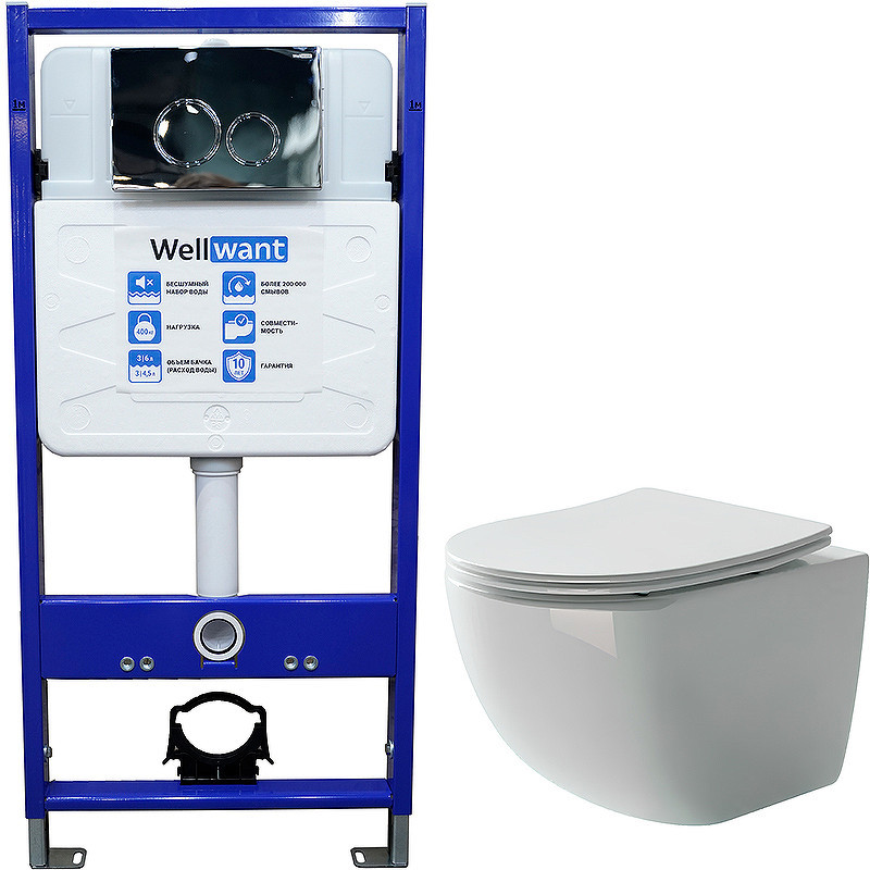 Комплект унитаза Ceramicanova Forma CN3009 с инсталляцией WellWant Standart 50 WWISI1110B