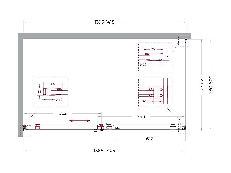 Душевой уголок BelBagno Soft Close-2 140x80 SOFT_CLOSE-2-AH-1-140/80-C-GM