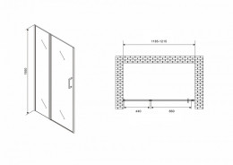 Душевая дверь Abber Sonnenstrand 120 AG04120BS профиль Черный стекло прозрачное