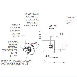 Смеситель для душа Remer Minimal Thermo NT30VO с термостатом