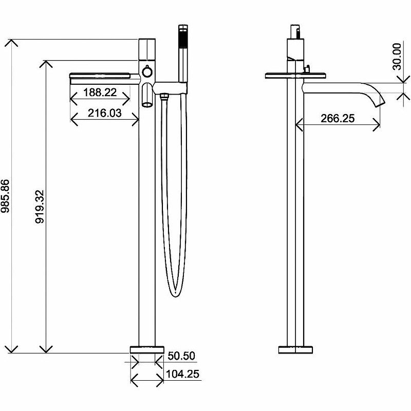 Смеситель для ванны Boheme Stick 129-WG.2