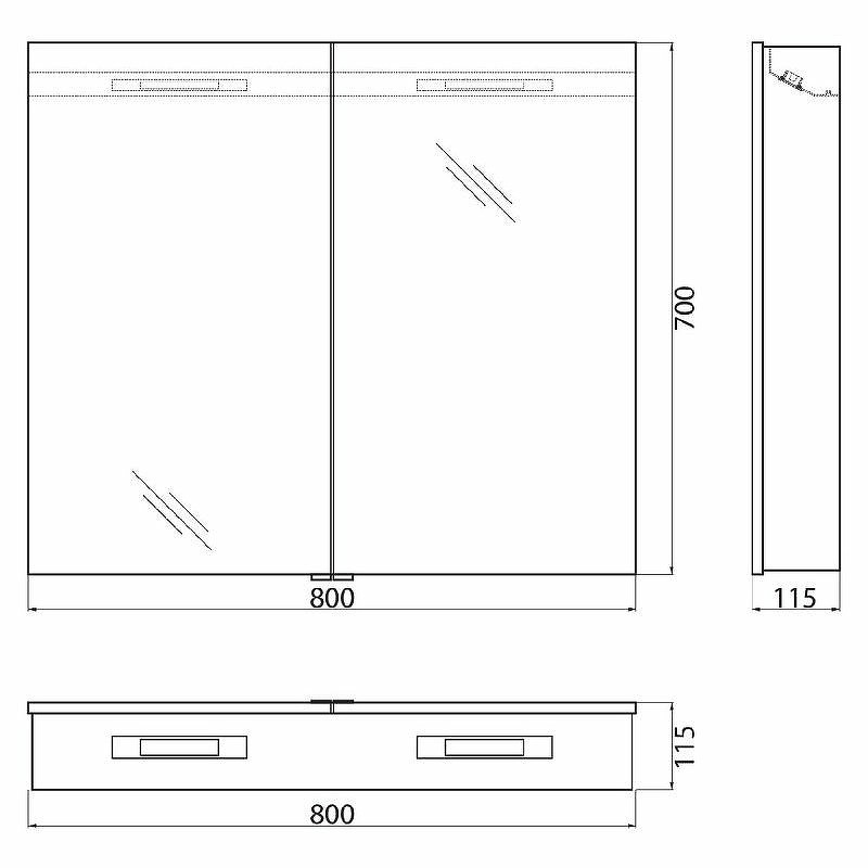 Зеркальный шкаф BelBagno 80 SPC-2A-DL-BL-800 с подсветкой
