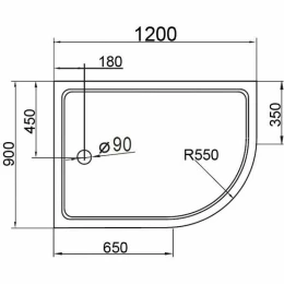 Акриловый поддон для душа Cezares Tray A 120x90 L TRAY-A-RH-120/90-550-15-W-L