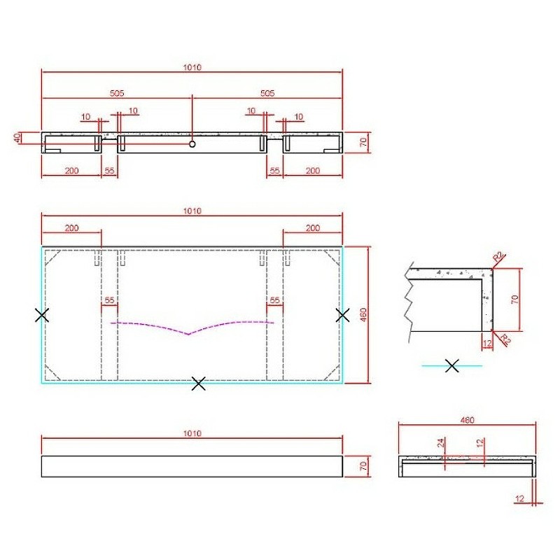 Столешница под раковину Boheme Armadi Art Flat 100 869-100-CLCT