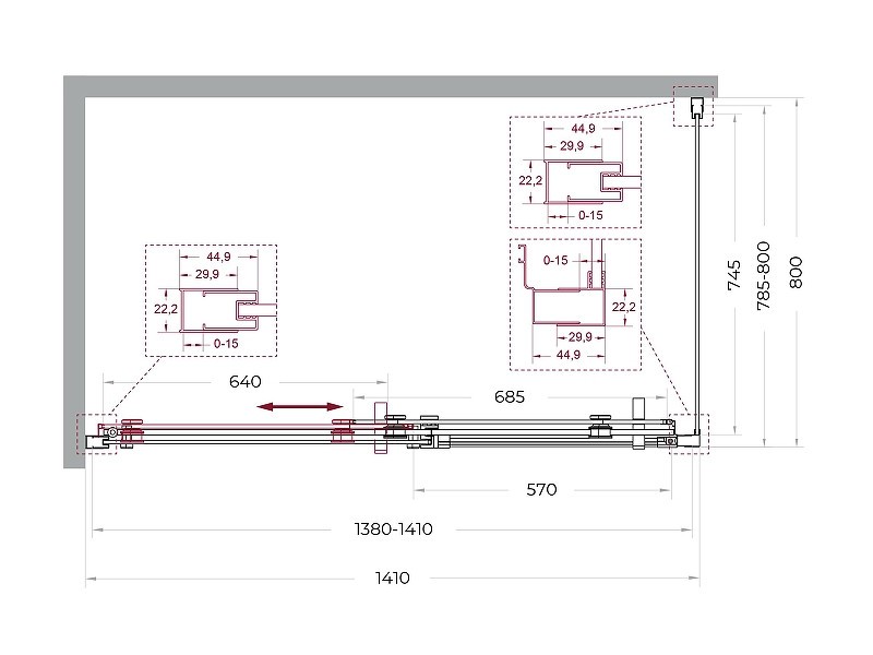 Душевой уголок BelBagno Marino 2 140x80 MARINO-2-AH-1-140/80-C-Cr