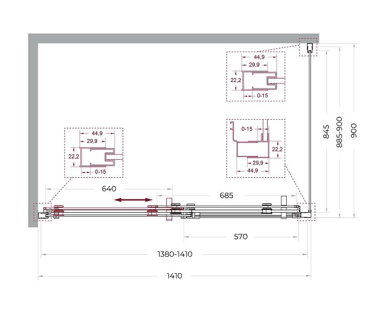 Душевой уголок BelBagno Marino 2 140x90 MARINO-2-AH-1-140/90-C-Cr