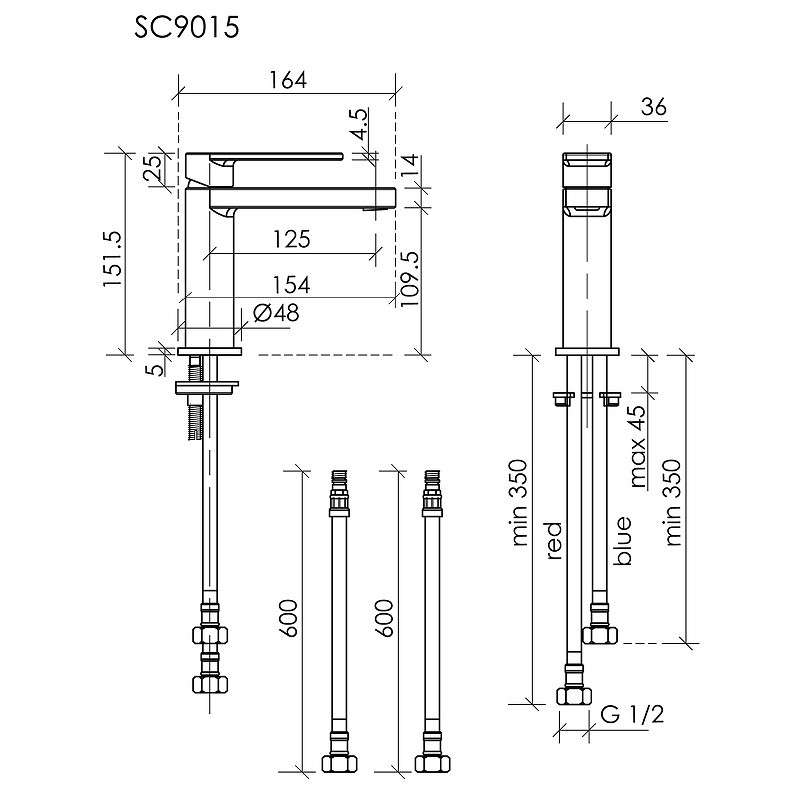 Смеситель для раковины Sancos Studio SC9015GG Вороненая сталь