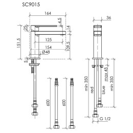 Смеситель для раковины Sancos Studio SC9015GG Вороненая сталь