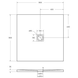 Душевой поддон из искусственного камня BelBagno Uno 90x90 TRAY-MR-UNO-A-90-35-NERO