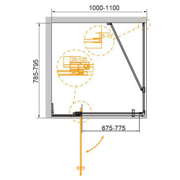 Душевой уголок Cezares Slider 110x80 SLIDER-AH-1-80-100/110-GRIGIO-NERO